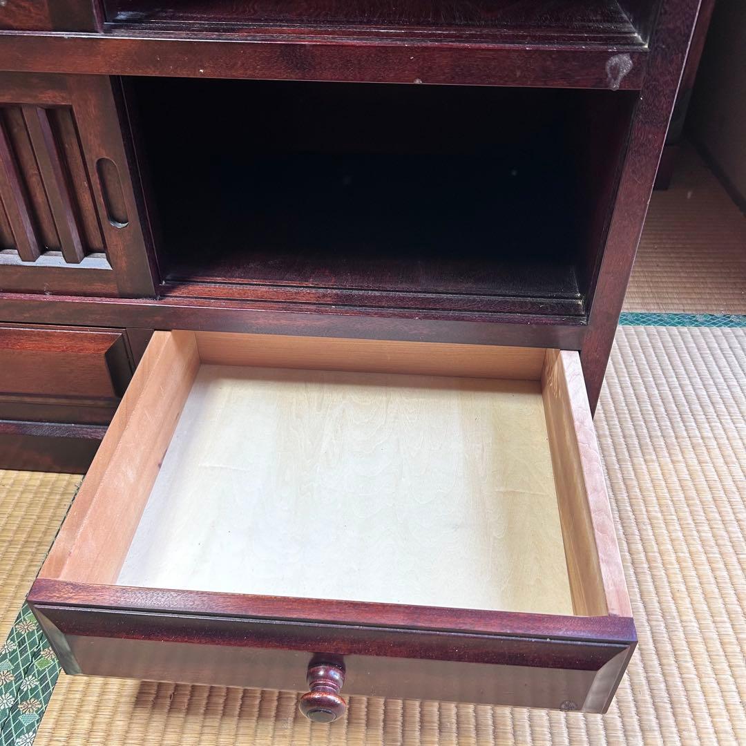 昭和レトロ 木製ガラスキャビネット 収納棚 食器棚 幅90cm