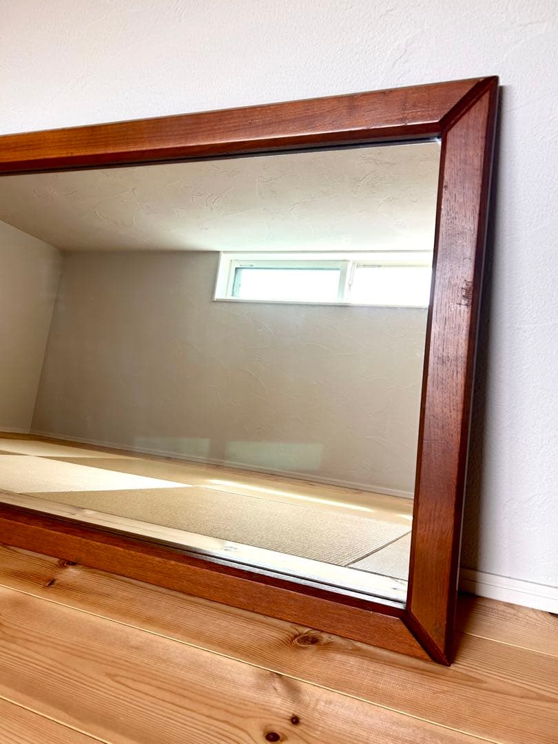 1950年代 ヨーロッパ アンティーク 姿見 木製 スタンドミラー 長方形