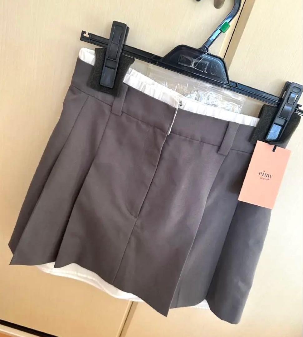 完売品　eimy レイヤードプリーツスカート グレー　新品未使用　M