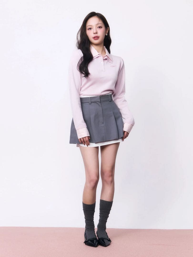 完売品　eimy レイヤードプリーツスカート グレー　新品未使用　M