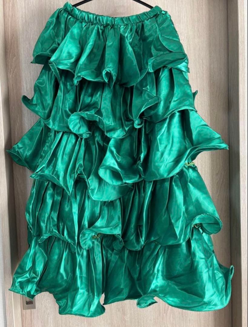 ベリースターズ ベリーダンス衣装 ブラ+ベルト+スカートグリーン 3点セット