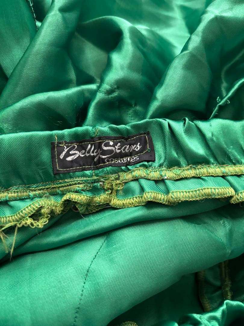 ベリースターズ ベリーダンス衣装 ブラ+ベルト+スカートグリーン 3点セット