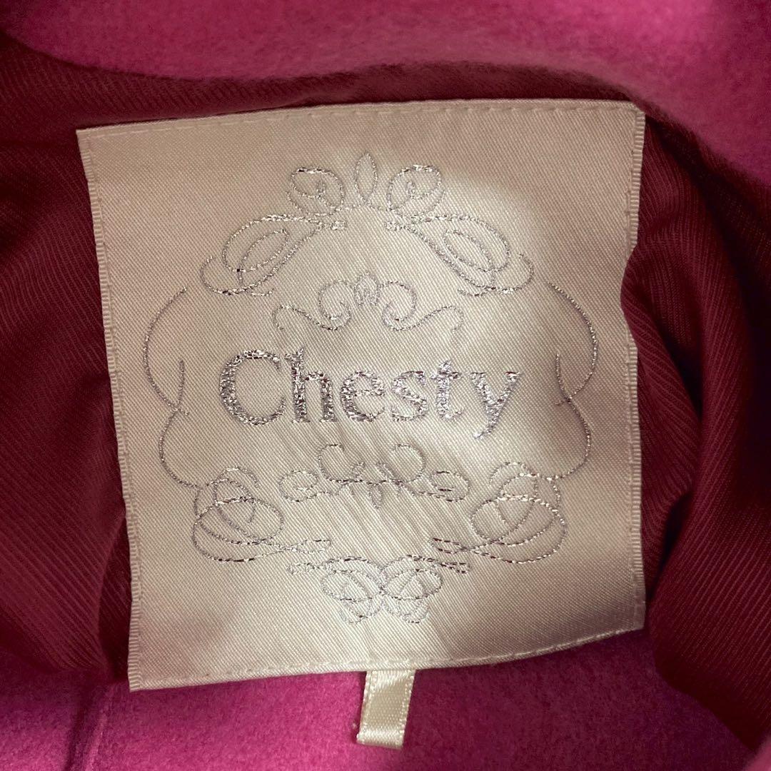 Chestyビジューウールコート ピンク 0 キレイめ