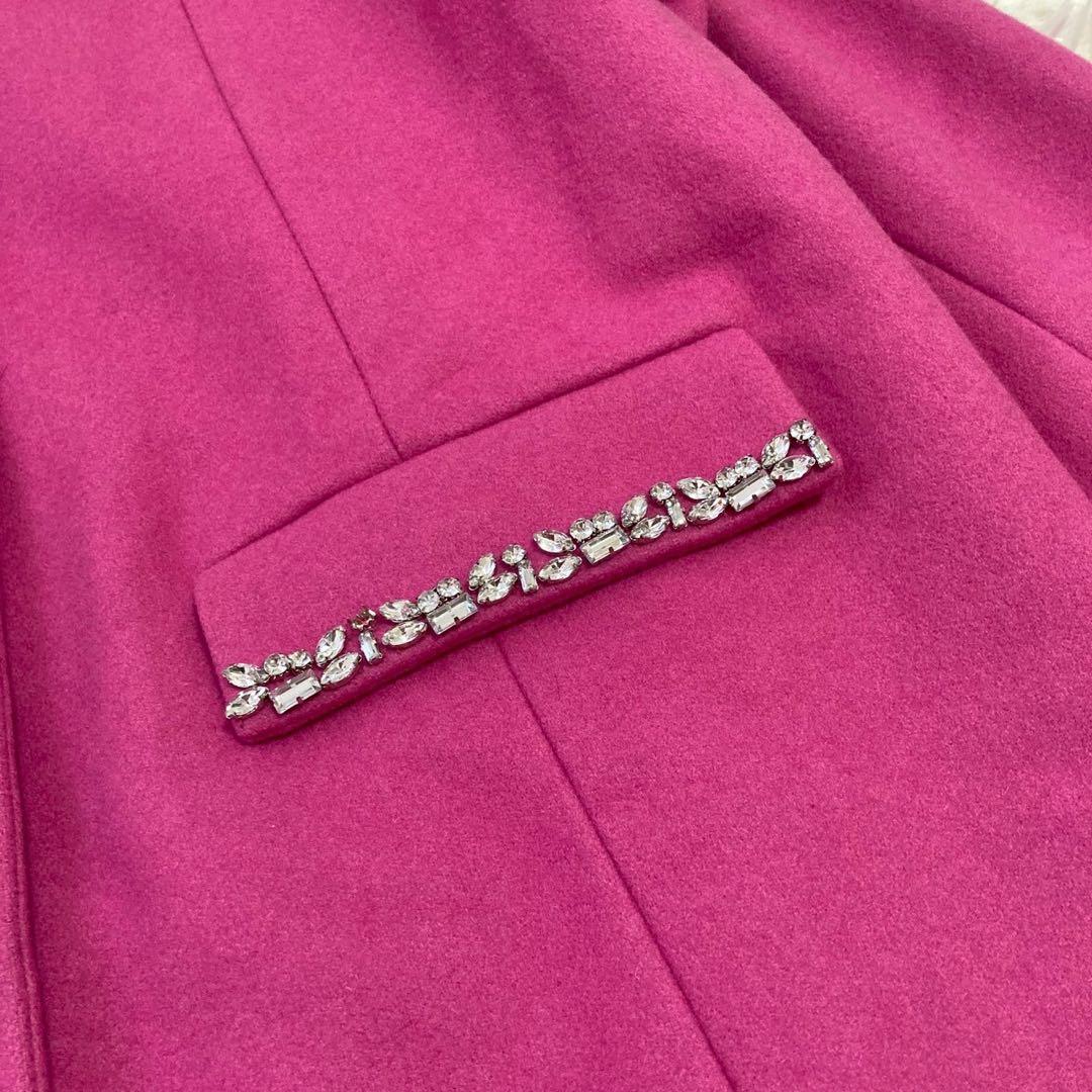 Chestyビジューウールコート ピンク 0 キレイめ