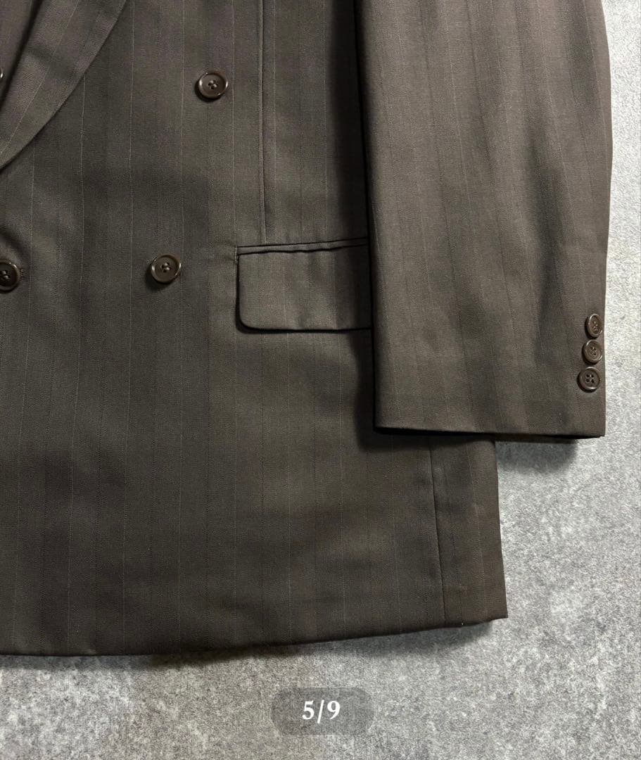 は*た様 ヴィンテージセットアップ　ダブルスーツ　ウール　成人式　卒業式　ブラウ