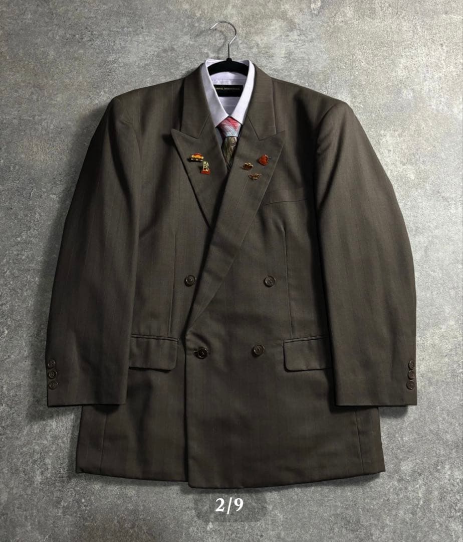 は*た様 ヴィンテージセットアップ　ダブルスーツ　ウール　成人式　卒業式　ブラウ