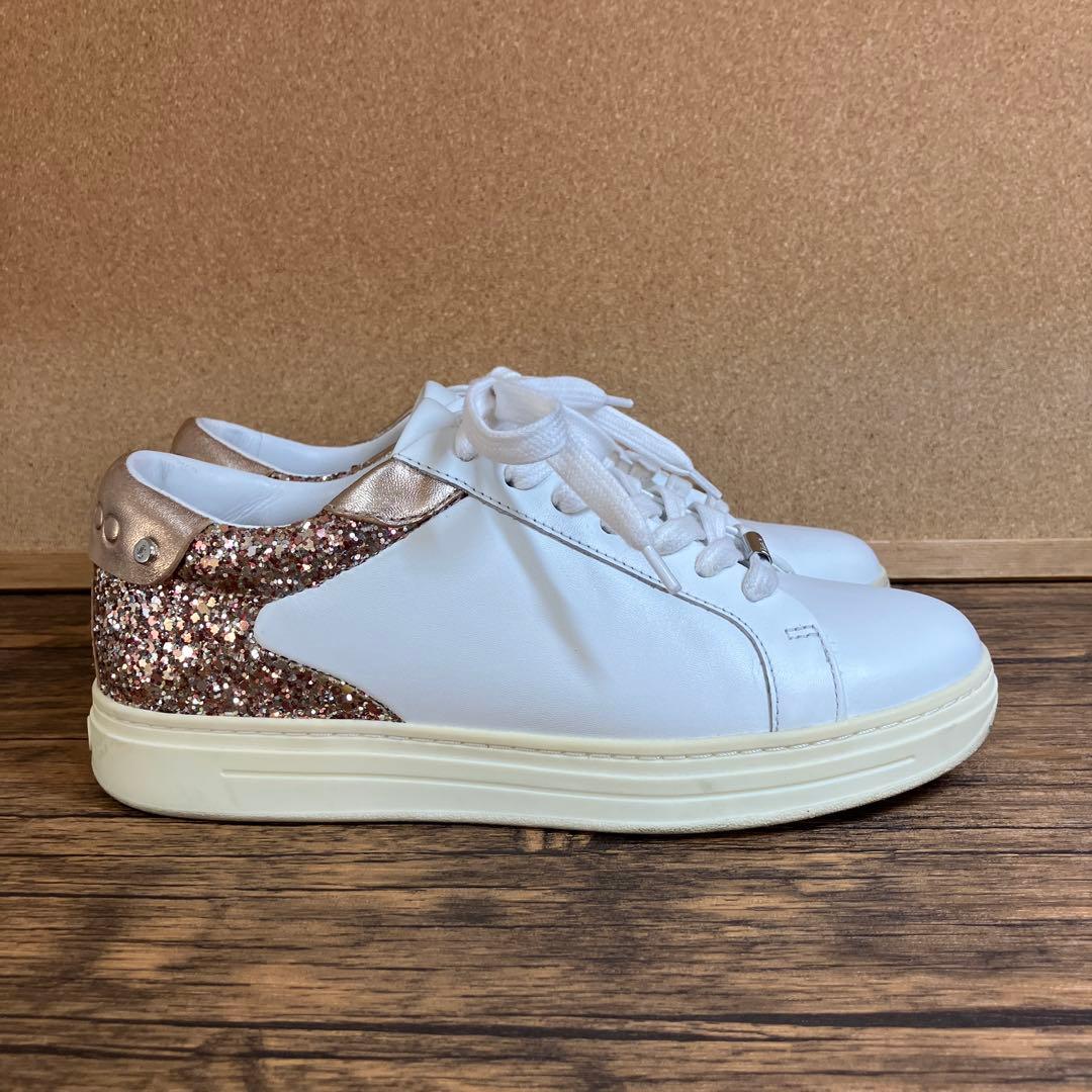 （K26071）★美品★ジミーチュウ スパンコール スニーカー 37（約24㎝）