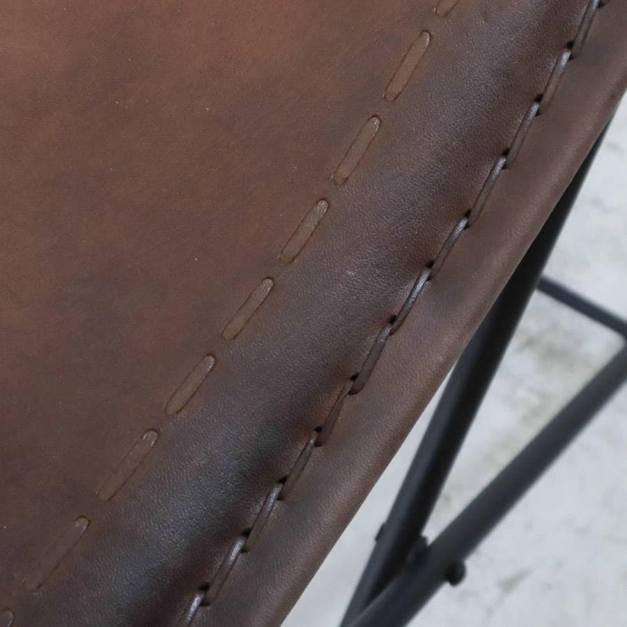 B-COMPANY 折りたたみ式レザースツール 山羊革 アイアン ハンドメイド