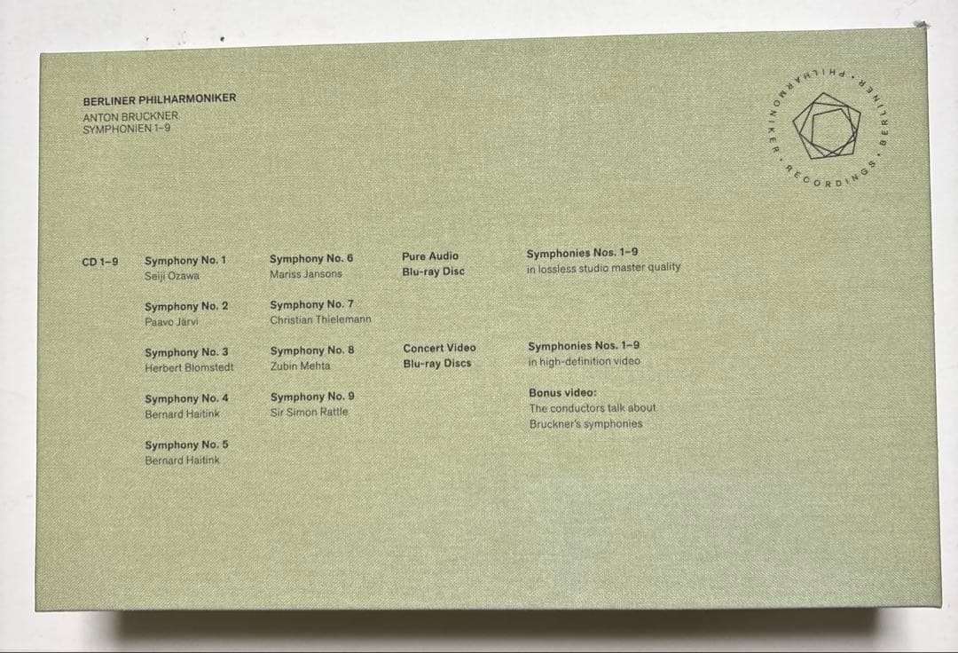 ベルリンフィル　ブルックナー交響曲全集(第1〜9番) CD9枚、ブルーレイ4枚組