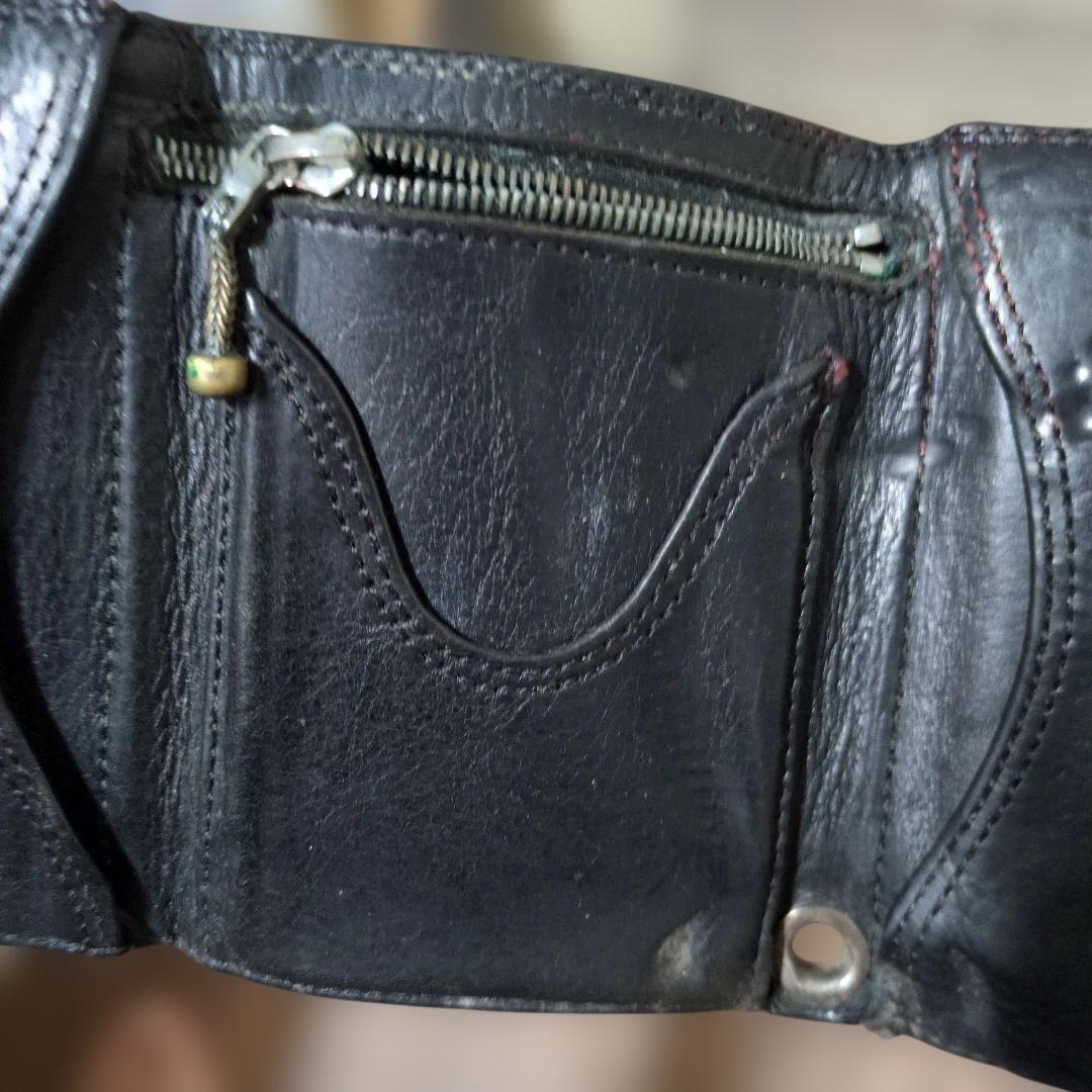 クロムハーツ 3フォールド クロスボタン レザー ウォレット/財布　本物