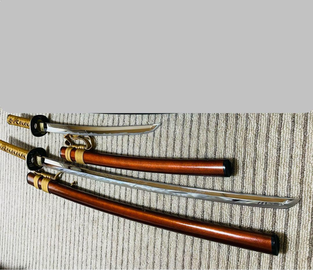 模造刀 日本刀 武具 刀剣 居合刀 2本セット 刀剣 太刀 脇差（C03）