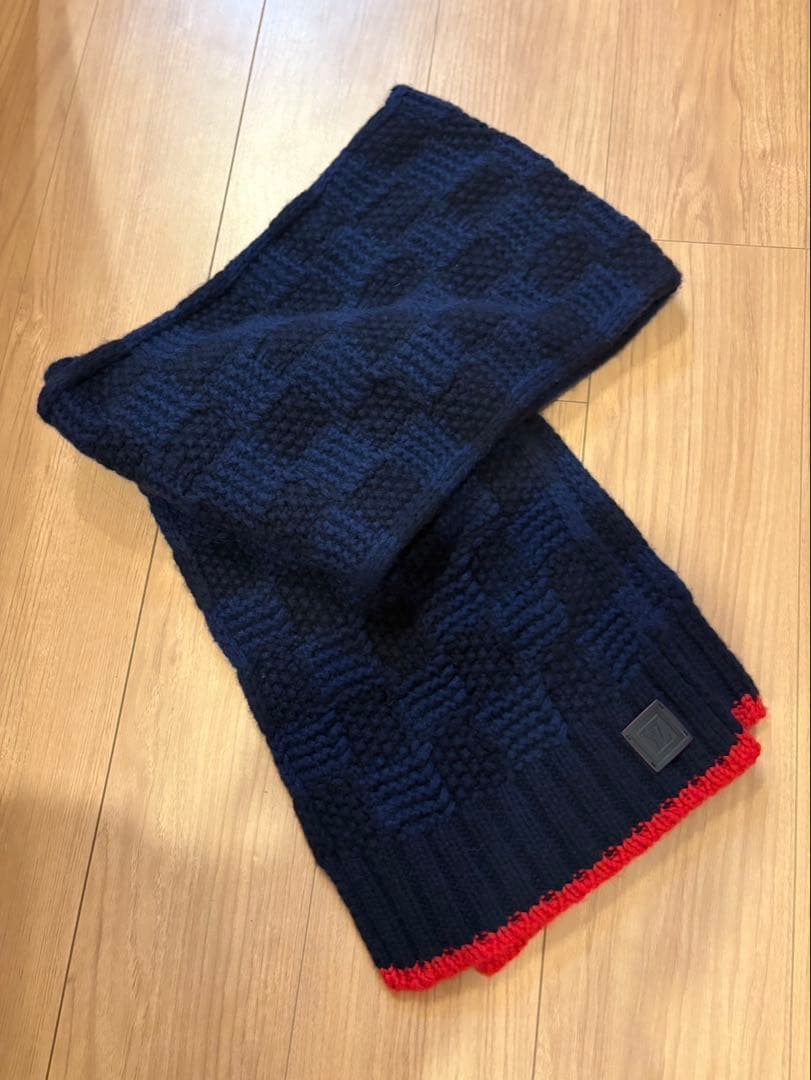LOUIS VUITTON ネイビー レッド マフラー