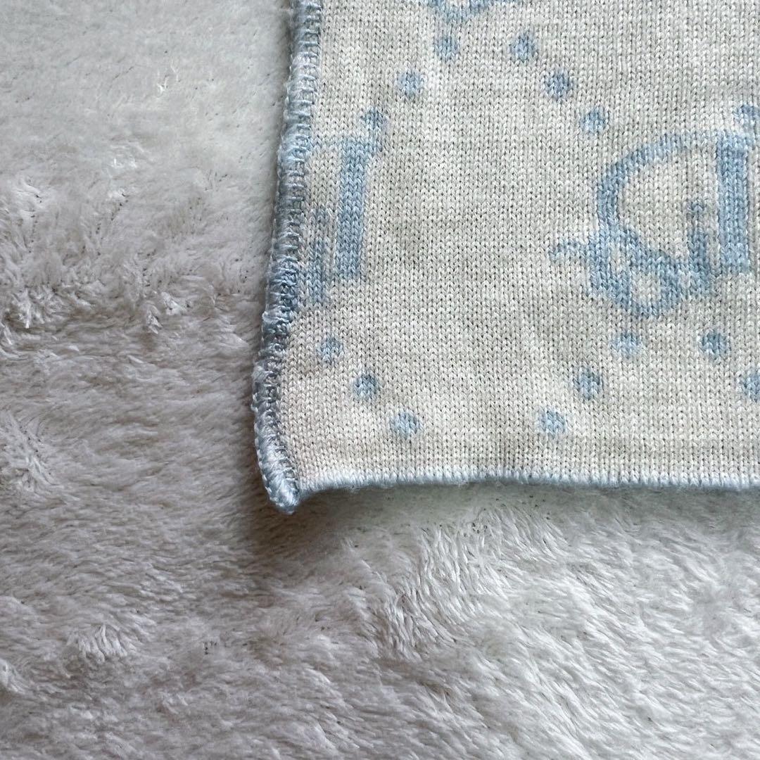 クリスチャンディオール　Dior　マフラー　ウール　ロゴ　トロッター　水色