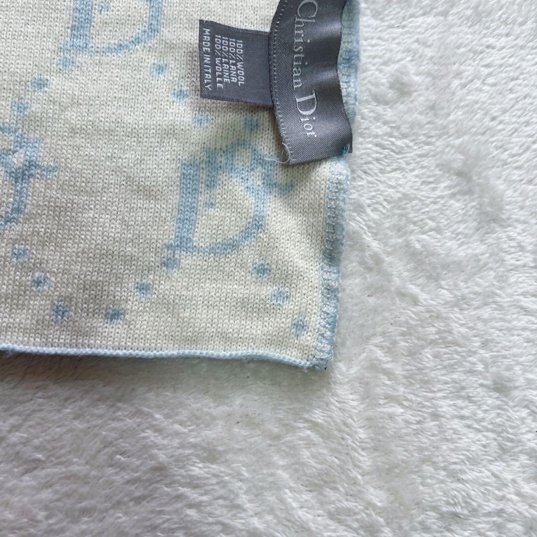 クリスチャンディオール　Dior　マフラー　ウール　ロゴ　トロッター　水色
