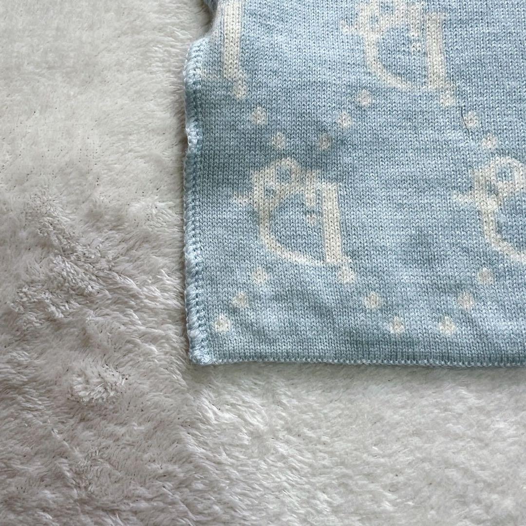 クリスチャンディオール　Dior　マフラー　ウール　ロゴ　トロッター　水色