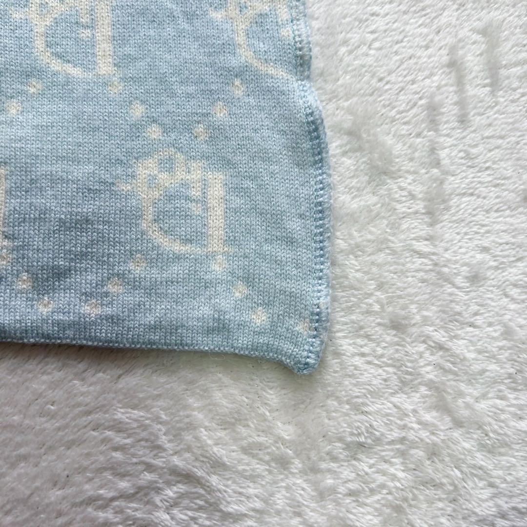 クリスチャンディオール　Dior　マフラー　ウール　ロゴ　トロッター　水色