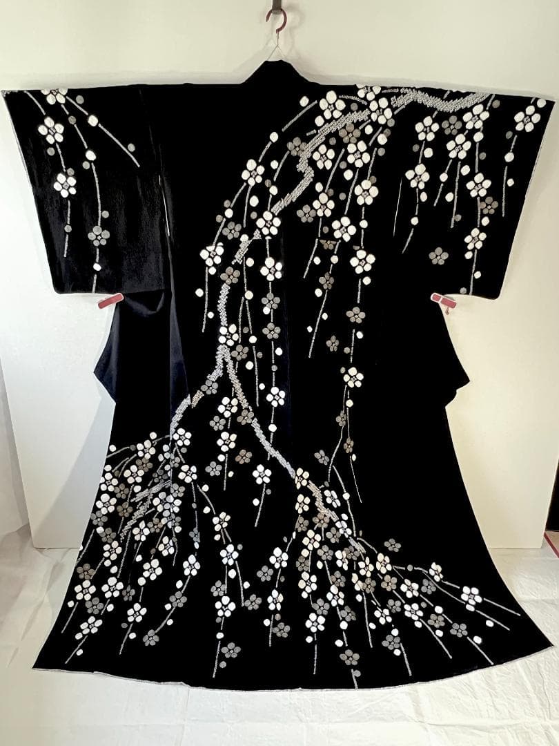 訪問着 絞り 梅枝柄 黒