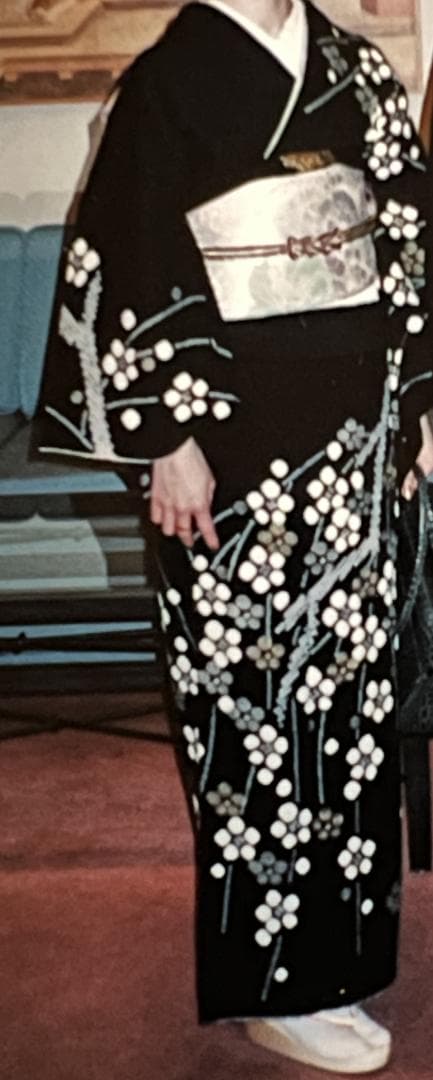 訪問着 絞り 梅枝柄 黒