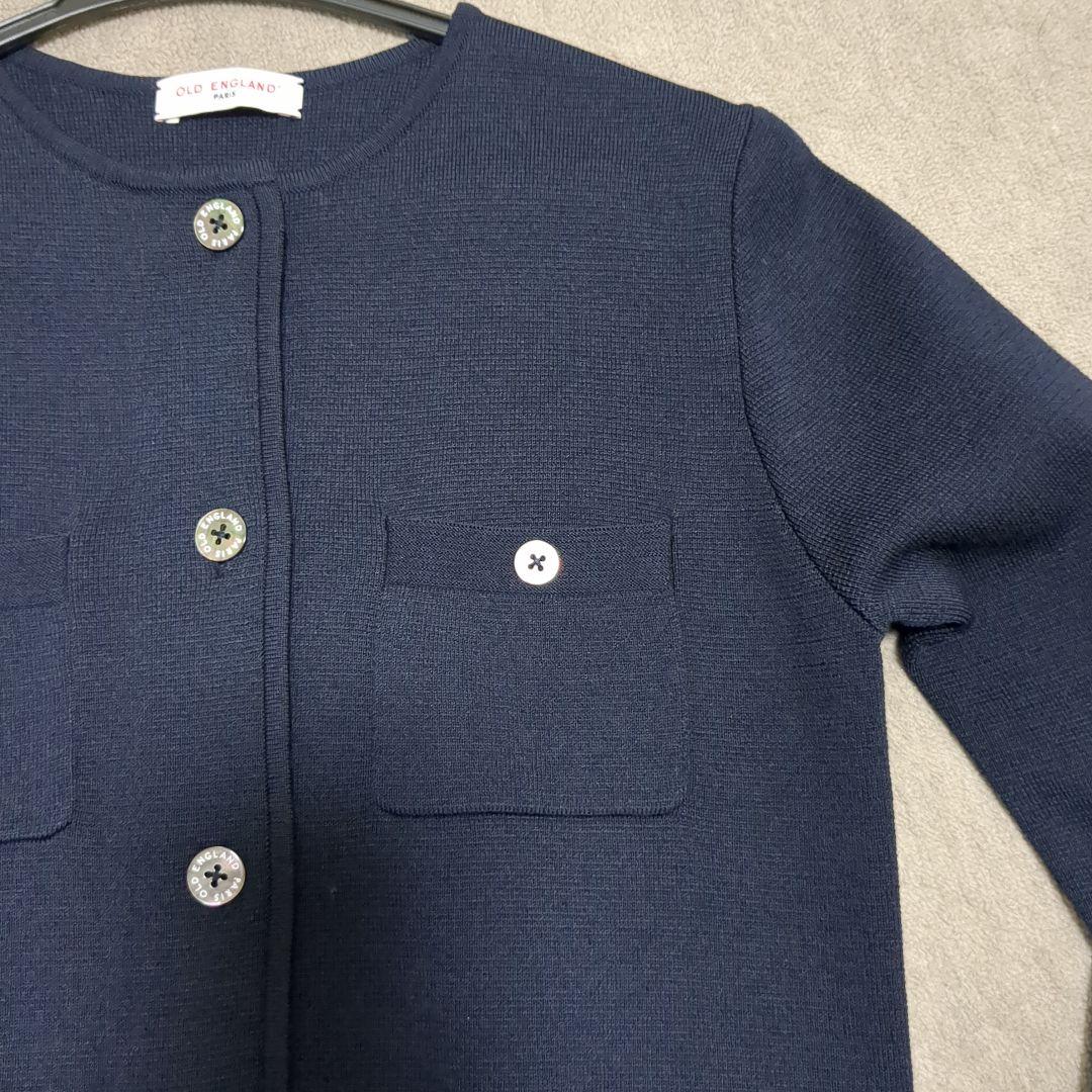 OLD ENGLAND ネイビー ノーカラージャケット