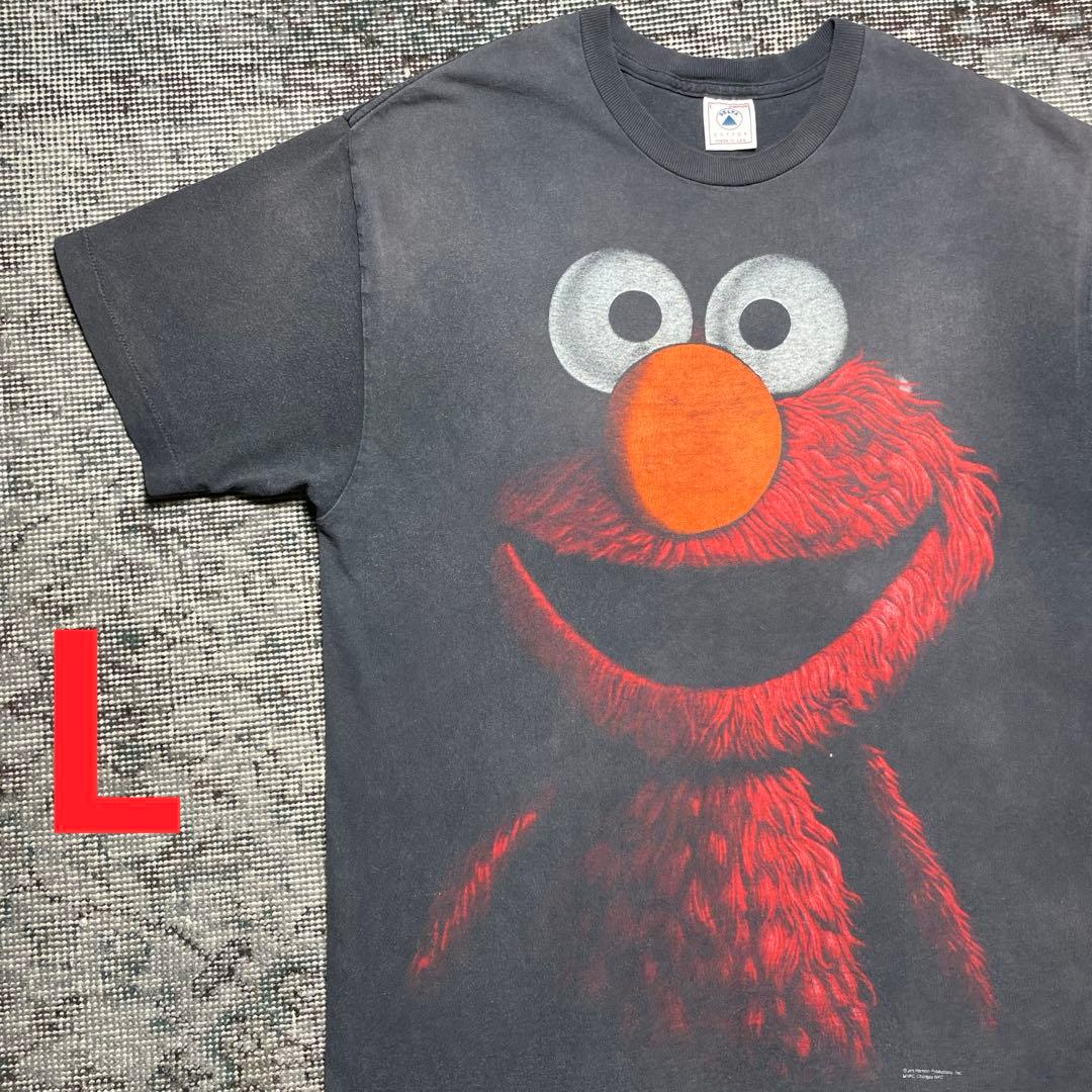 ヴィンテージ　 USA製　セサミストリート　エルモ　ブラックアウト　Tシャツ　黒