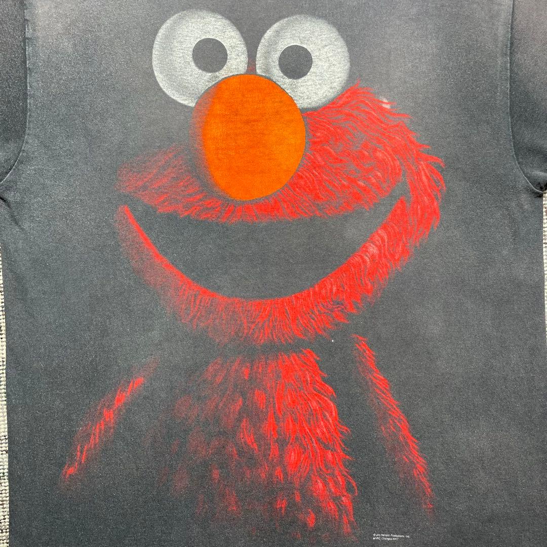 ヴィンテージ　 USA製　セサミストリート　エルモ　ブラックアウト　Tシャツ　黒