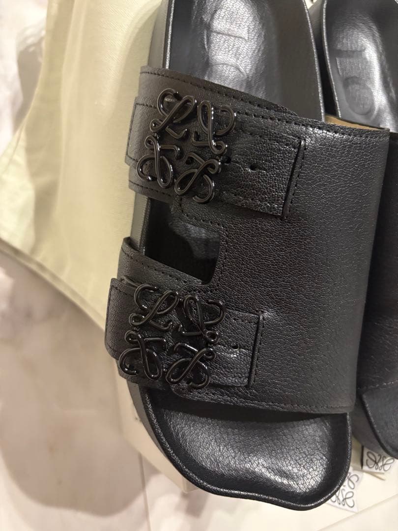 正規品　ロエベ　アナグラム　ユニセックス　サンダル　41 黒　ブラック　本革