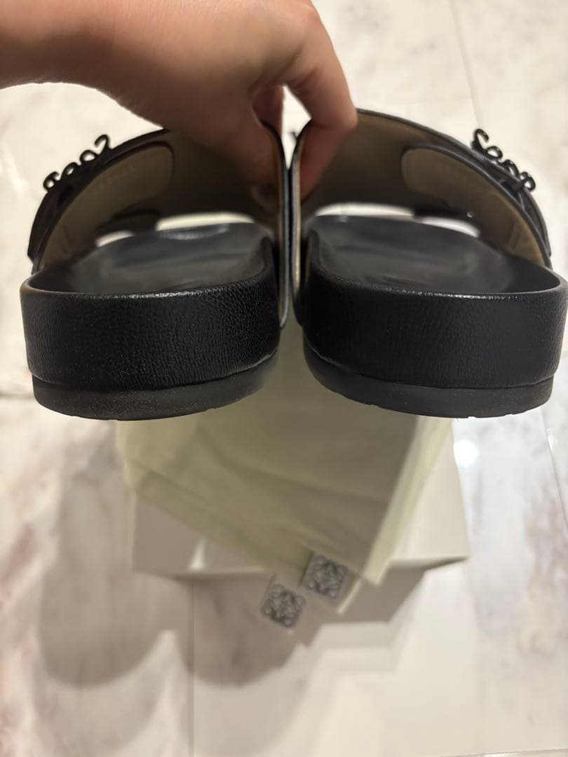 正規品　ロエベ　アナグラム　ユニセックス　サンダル　41 黒　ブラック　本革