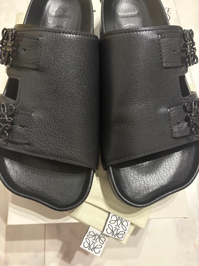 正規品　ロエベ　アナグラム　ユニセックス　サンダル　41 黒　ブラック　本革