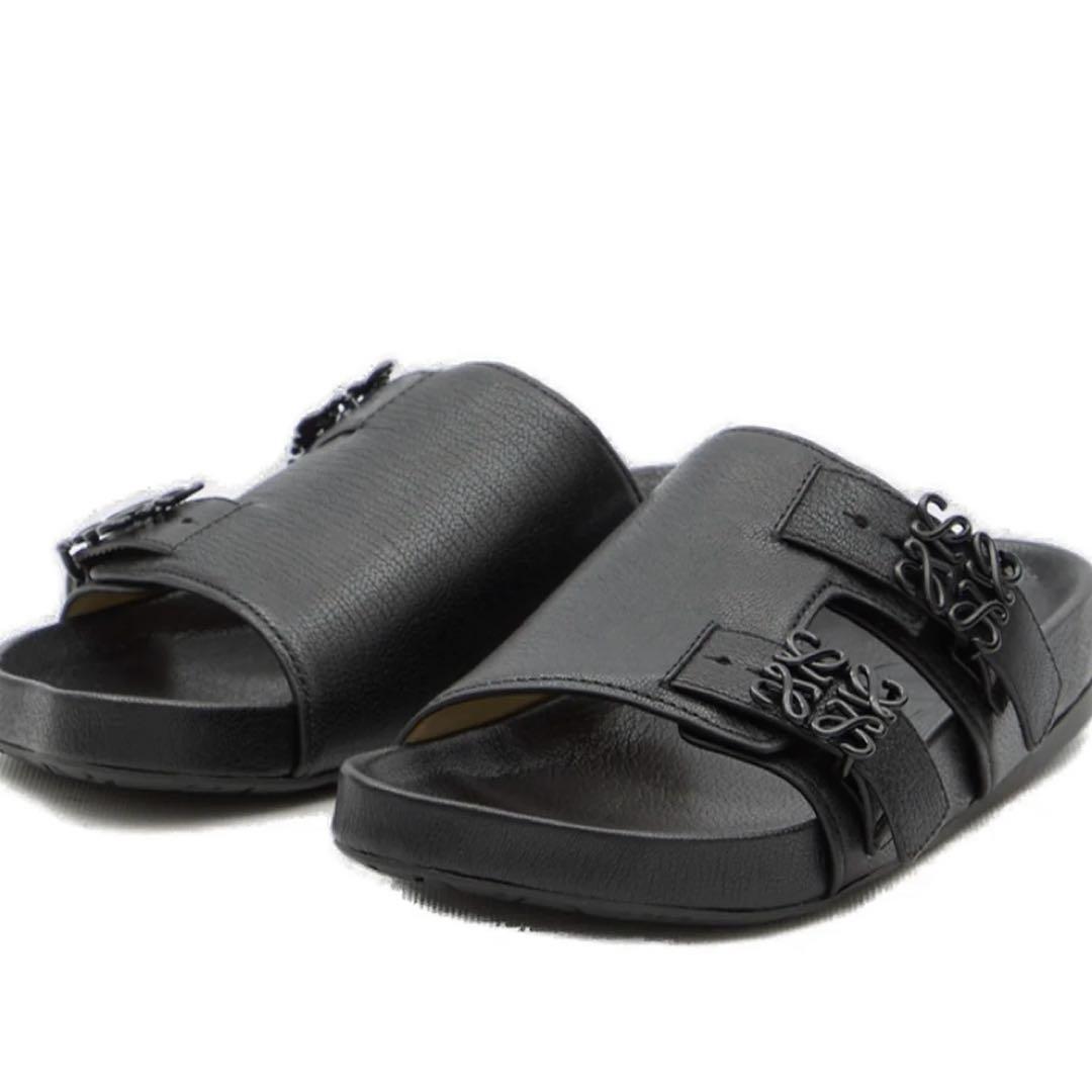 正規品　ロエベ　アナグラム　ユニセックス　サンダル　41 黒　ブラック　本革