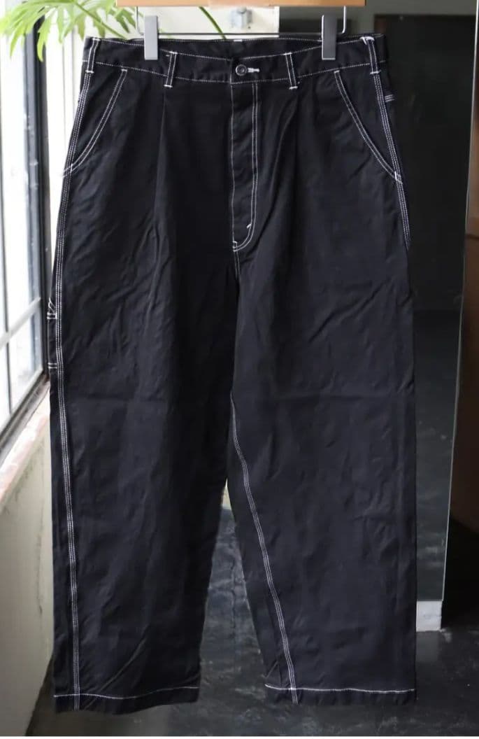 コムデギャルソンオム25FW ナイロンスパンツイル製品染めパンツ