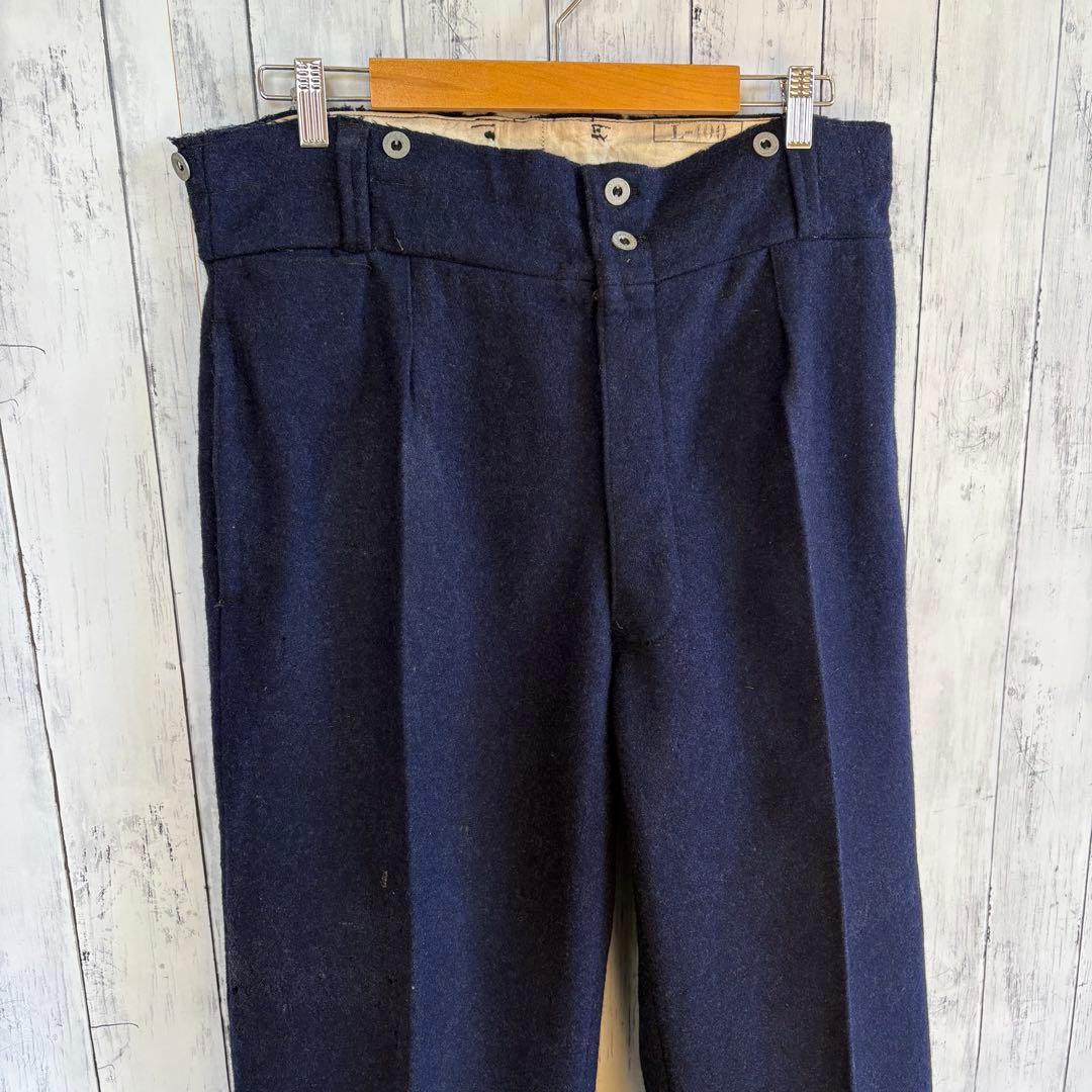 30s ヴィンテージ フランス軍 ウールパンツ メタルボタン ミリタリーパンツ