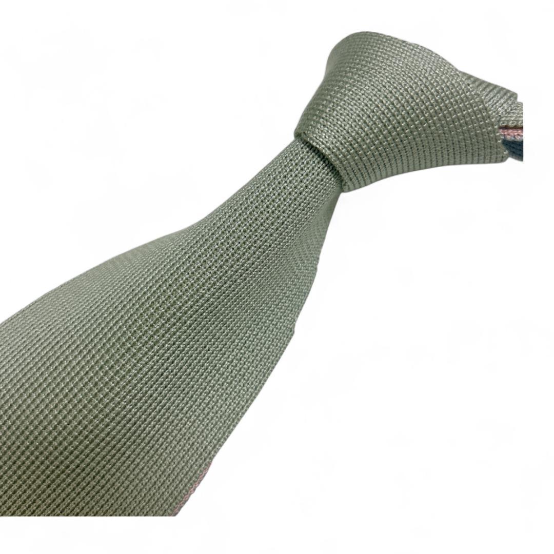 美品　HERMES エルメス　リバーシブル ニットタイ セージ ピンク　4way