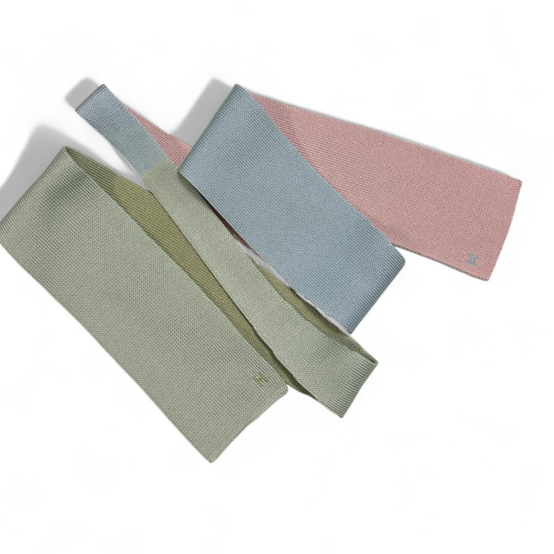 美品　HERMES エルメス　リバーシブル ニットタイ セージ ピンク　4way