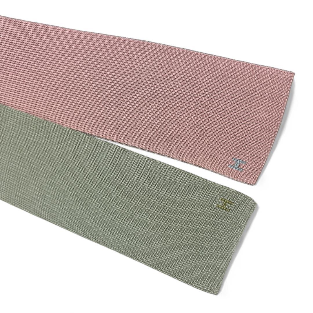 美品　HERMES エルメス　リバーシブル ニットタイ セージ ピンク　4way