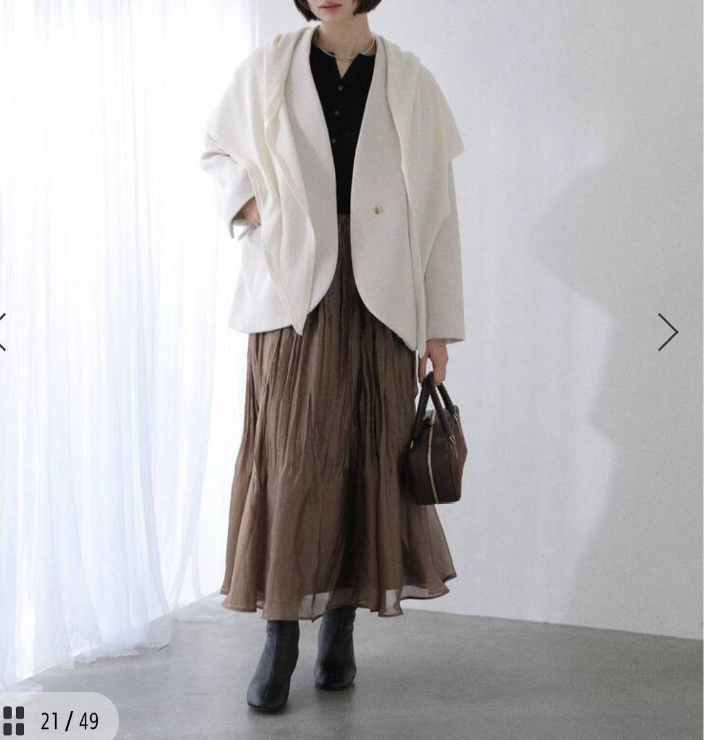 ノーカラーショートコート ホワイト サイズ36 完売 La Totalite