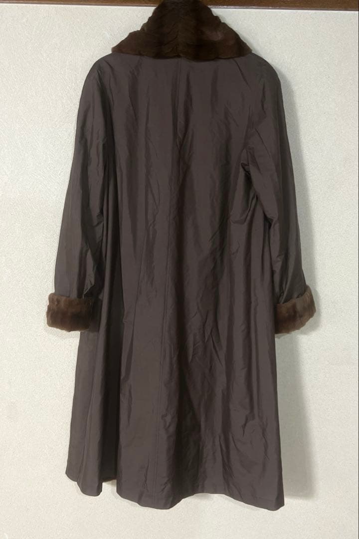 インポートロッサ シルク100% シェアードミンク ロングコート 42 希少
