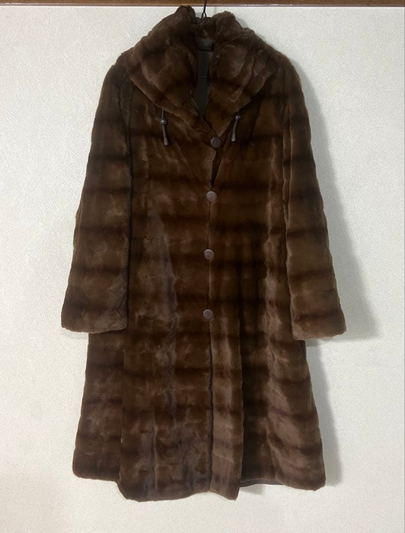 インポートロッサ シルク100% シェアードミンク ロングコート 42 希少