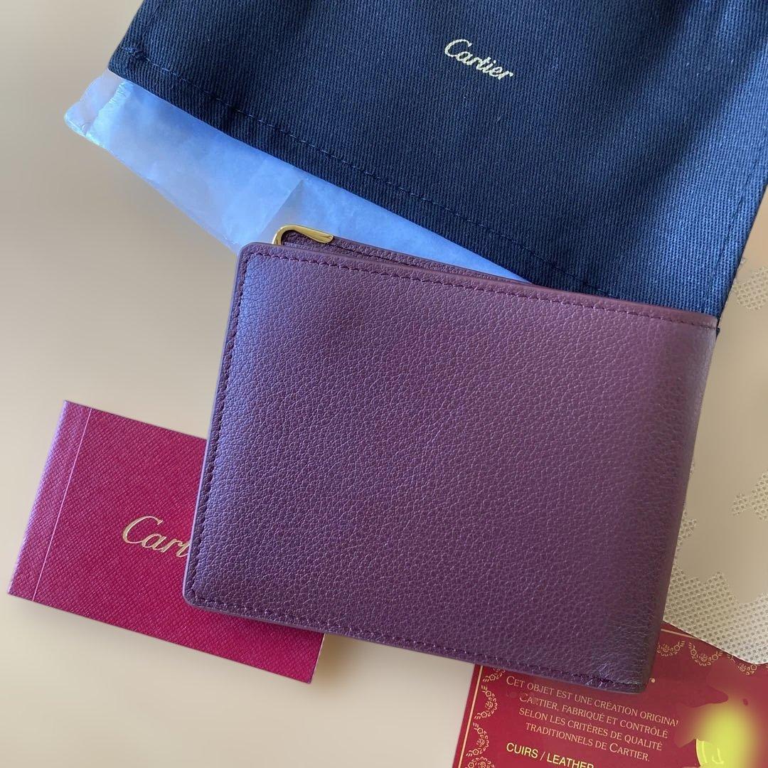 Cartier バーガンディ レザー 二つ折り財布　ボルドー　カルティエ