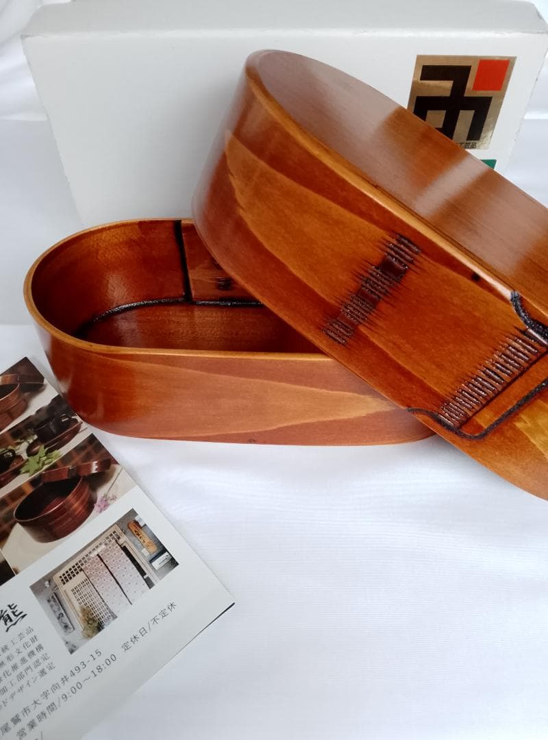 四代目鹿峰 ぬし熊 尾鷲曲げわっぱ 弁当箱 小判型 未使用品