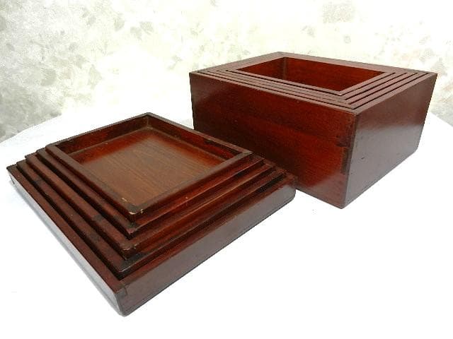 伊勢春慶五段入り子「切溜（きりだめ）」（時代物生活漆器　「いせ山田」の銘印）