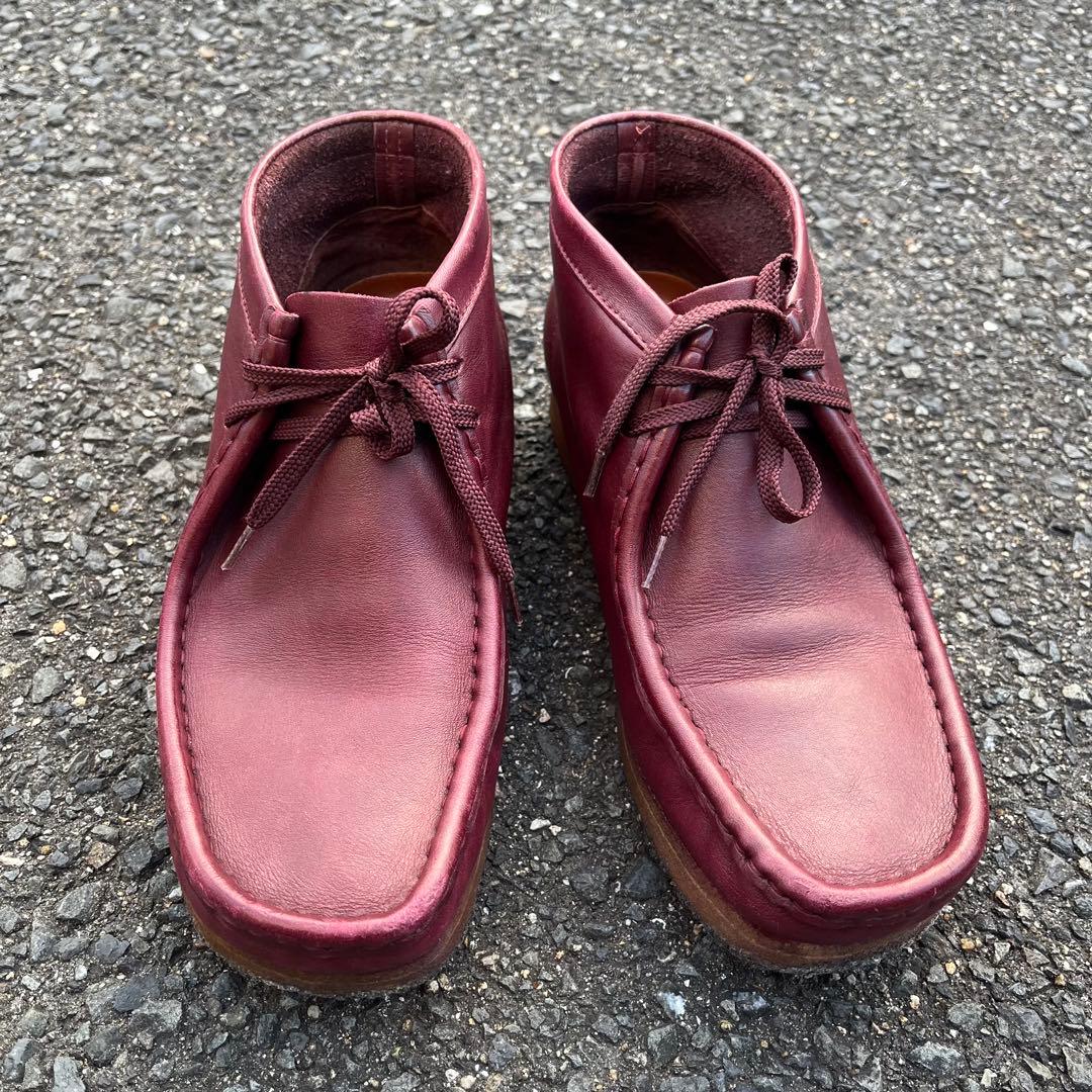 靴 clarks wallabee leather burgundy 26.5