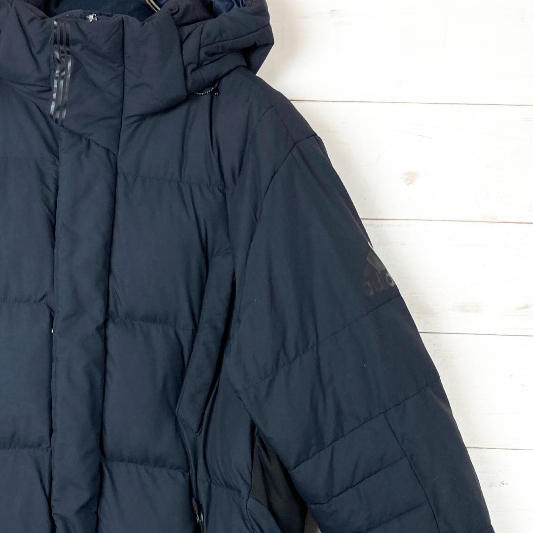 美品　アディダス　ベンチコート　ロング丈スリーストライプス　黒　100　280