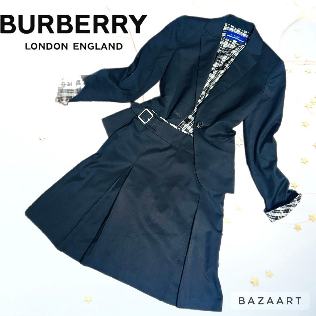 バーバリー ノバチェック スーツ ジャケット スカートセットアップ 黒 ブラック