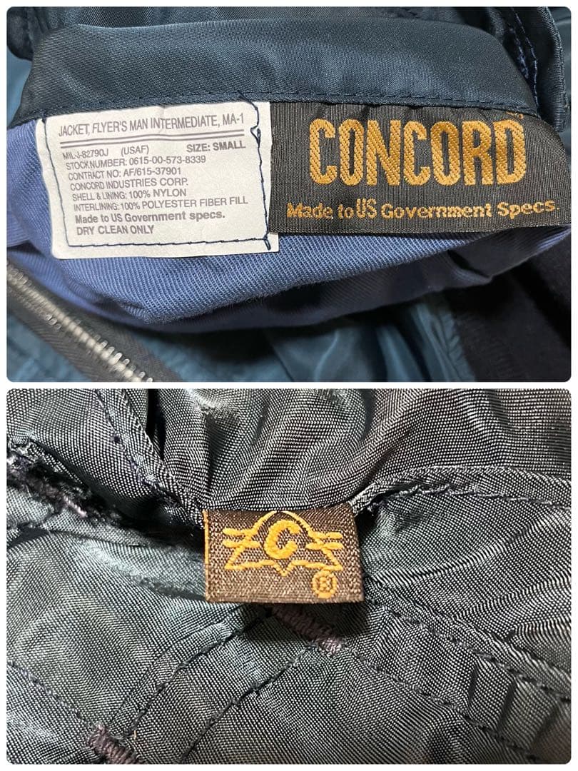 【美品】CONCORD MA-1フライトジャケット　ネイビー　サイズS