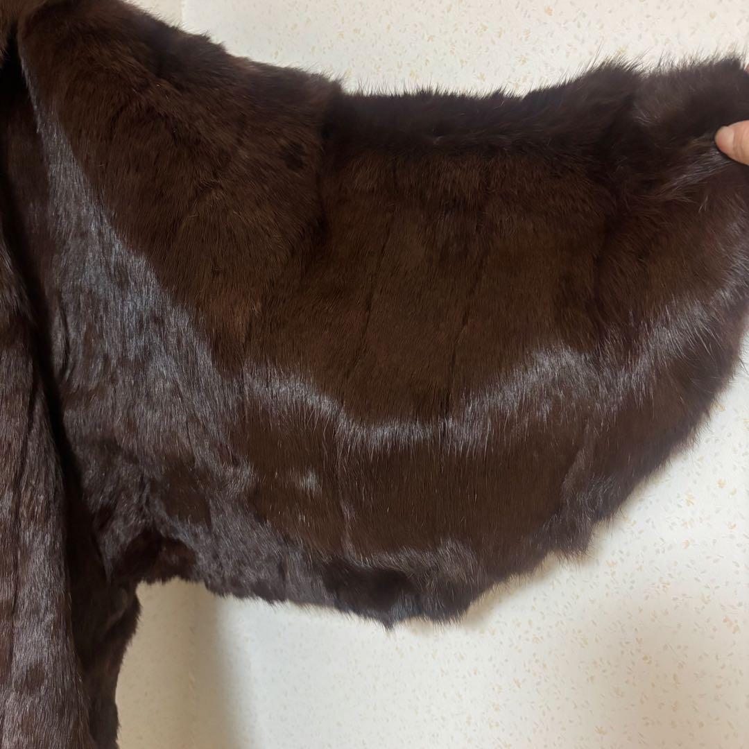 着物用リアルファーコート　道中着　和装　ダークブラウン　和洋折衷