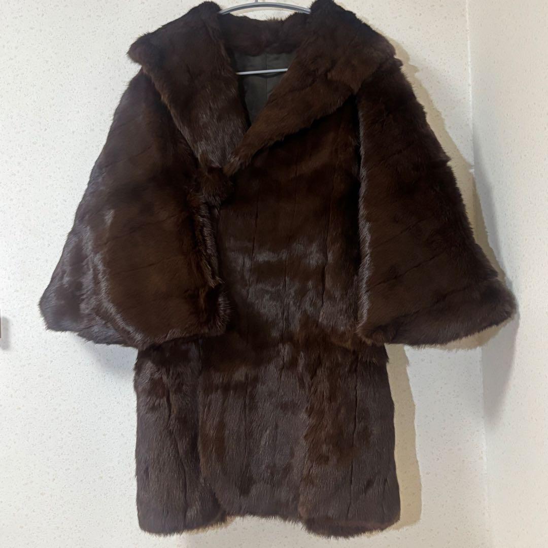 着物用リアルファーコート　道中着　和装　ダークブラウン　和洋折衷