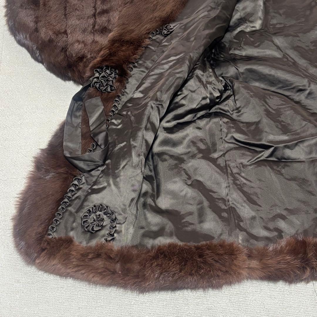 着物用リアルファーコート　道中着　和装　ダークブラウン　和洋折衷