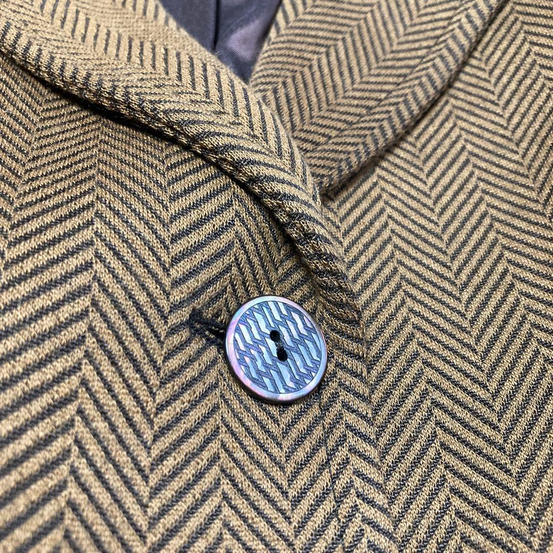 MISSONI イタリア製ヘリンボーン テーラードジャケット ブラウン　42