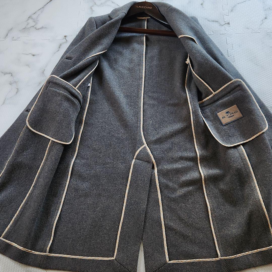 入手困難✨エトロ チェスターコート カシミヤ ヘリンボーン 大きいサイズ
