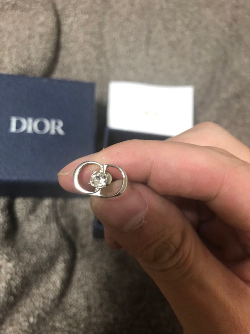 Dior シルバー ダブルリング ピアス(片耳用)